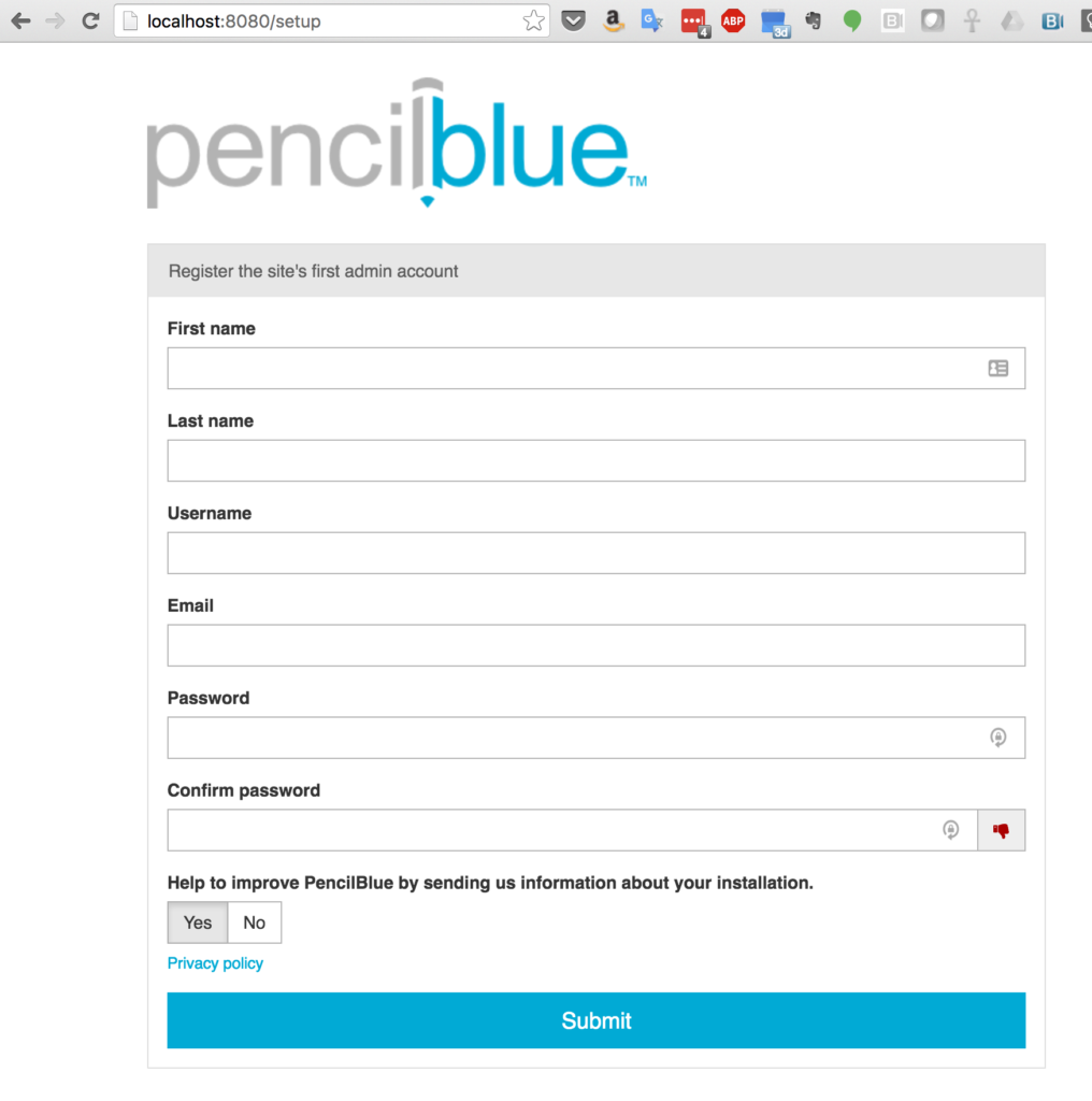 Register User in PencilBlue