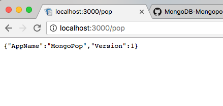 Results of browsing to the top-route for the Mongopop MongoDB application